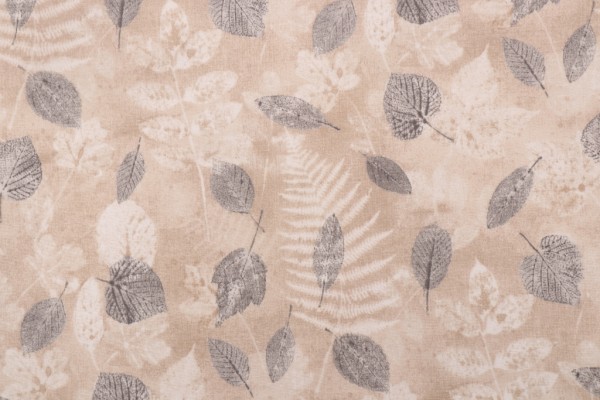 PK Lifestyles Farmhouse Leaf Printed Polyester Outdoor Fabric in Natural