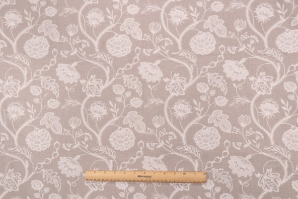 Valiant Fabrics Marissa Embroidered Drapery Fabric in Stone