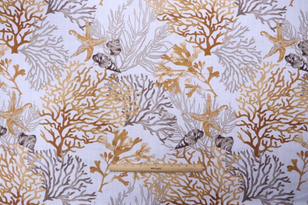 Stof France Quiberon Printed Cotton Drapery Fabric in Moutarde