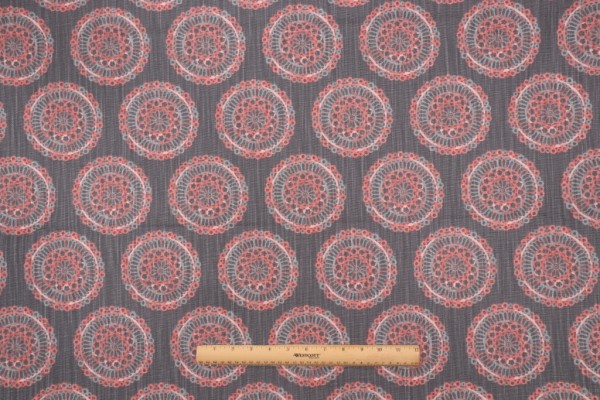 Click for 0.75 Yards Lacefield Francesca-Chatham White Printed Cotton Blend Drapery Fabric in Slate Lacefield Francesca-Chatham White Printed Cotton Blend Drapery Fabric in Slate