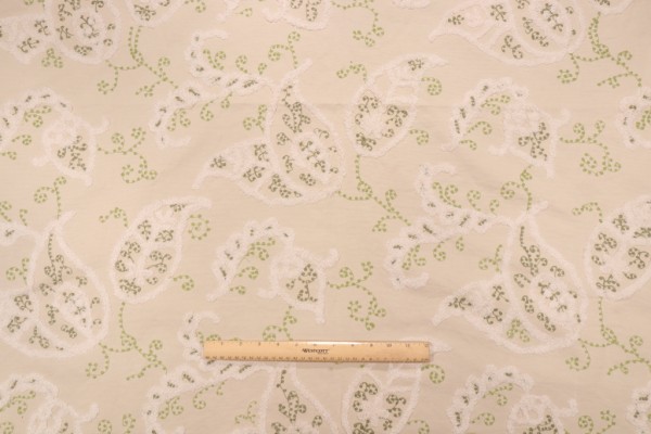 Roth & Tompkins Paisley Lane Embroidered Drapery Fabric in Kiwi