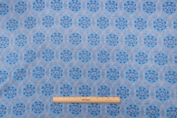 PK Lifestyles Trinket Printed Cotton Drapery Fabric in Aegean