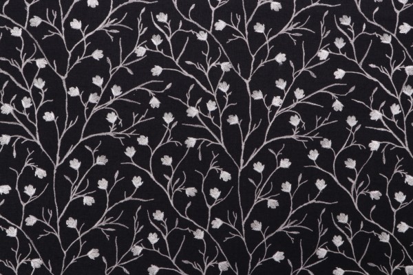 Valiant Fabrics Ellie Embroidered Drapery Fabric in Midnight