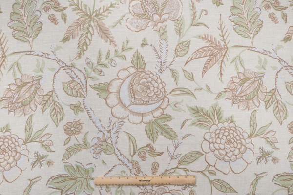 Thibaut Fanfare F96750 Printed Drapery Fabric in Cream
