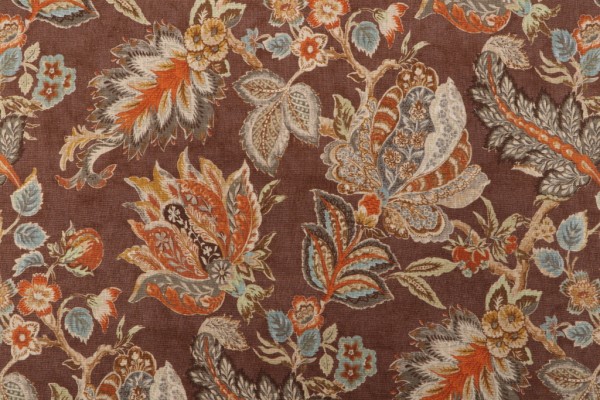 Waverly Brompton Printed Linen Drapery Fabric in Amber