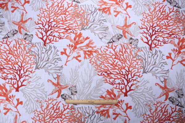 Stof France Quiberon Printed Cotton Drapery Fabric in Corail