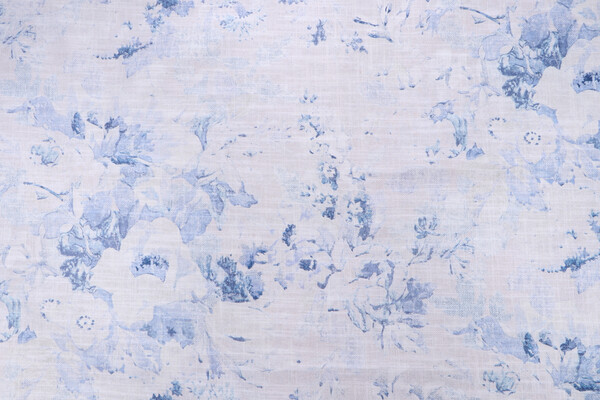 PK Lifestyles Mountain Meadow Printed Cotton Blend Drapery Fabric in Powder Blue 