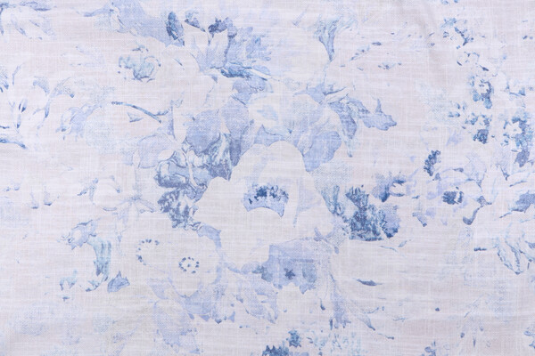 PK Lifestyles Mountain Meadow Printed Cotton Blend Drapery Fabric in Powder Blue 