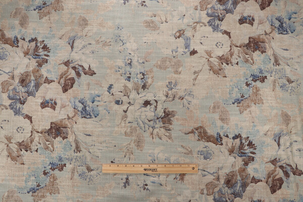 PK Lifestyles Mountain Meadow Printed Cotton Blend Drapery Fabric in Glacier 