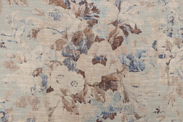 PK Lifestyles Mountain Meadow Printed Cotton Blend Drapery Fabric in Glacier 