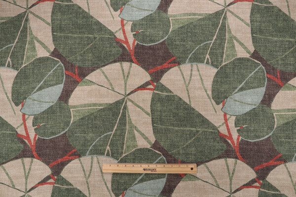 Sample of PK Lifestyles Leafy Place Printed Cotton Blend Drapery Fabric in Grasshopper 