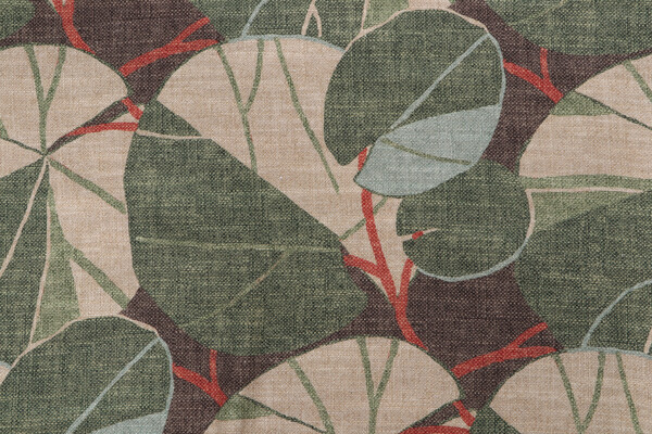 Sample of PK Lifestyles Leafy Place Printed Cotton Blend Drapery Fabric in Grasshopper 