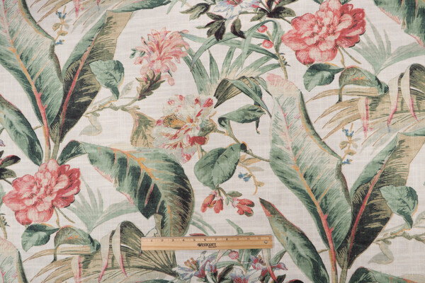 Sample of PK Lifestyles Eternal Bloom Printed Cotton Blend Drapery Fabric in Woodrose 