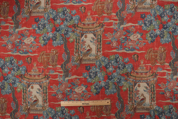 PK Lifestyles Utopian Garden Printed Cotton Blend Drapery Fabric in Persimmon 