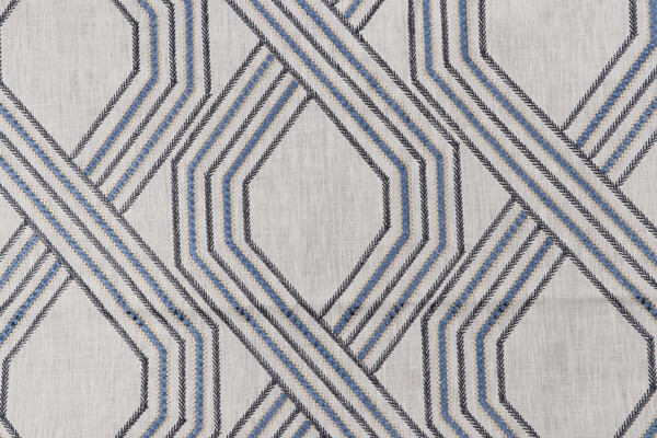 Textile 360 Dancy Embroidered Linen Drapery Fabric in Blue