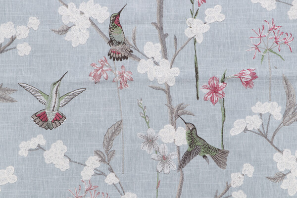 Aderyn Embroidered Drapery Fabric in Spring