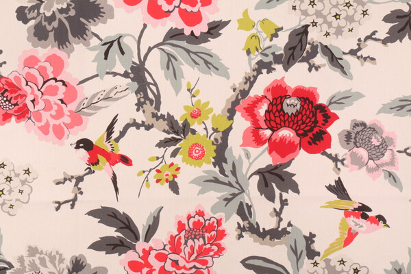 Waverly Candid Moment Printed Cotton Drapery Fabric in Ebony