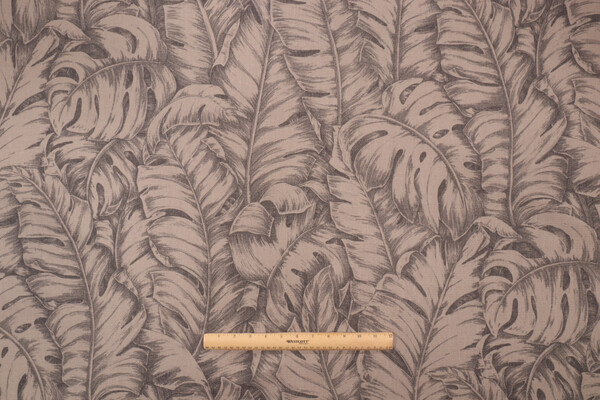 Tommy Bahama Jungle Love Printed Drapery Fabric in Coffee Bean