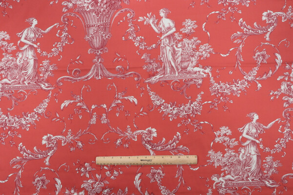 Click for 2.13 Yards Thibaut Biltmore F97313 Printed Cotton Drapery Fabric in Red on Coral Thibaut Biltmore F97313 Printed Cotton Drapery Fabric in Red on Coral