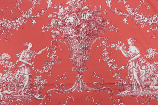 Click for 2.13 Yards Thibaut Biltmore F97313 Printed Cotton Drapery Fabric in Red on Coral Thibaut Biltmore F97313 Printed Cotton Drapery Fabric in Red on Coral