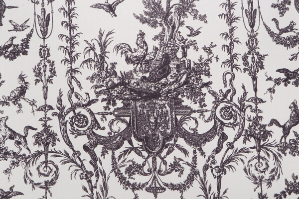 Thibaut Rockwood Toile F97361 Printed Cotton Drapery Fabric in Black on Cream