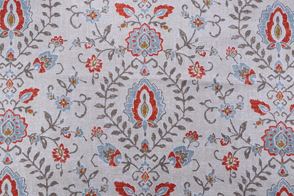 Vern Yip Kilim Printed Drapery Fabric in Mineral Garden for Fabricut