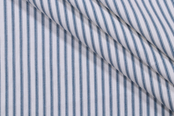 Click for 1.63 Yards Magnolia Home Berlin Ticking Stripe Printed Cotton Drapery Fabric in Ocean Magnolia Home Berlin Ticking Stripe Printed Cotton Drapery Fabric in Ocean