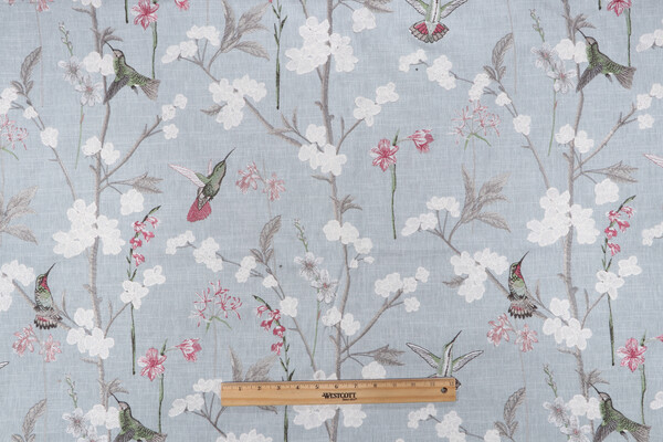 Aderyn Embroidered Drapery Fabric in Spring