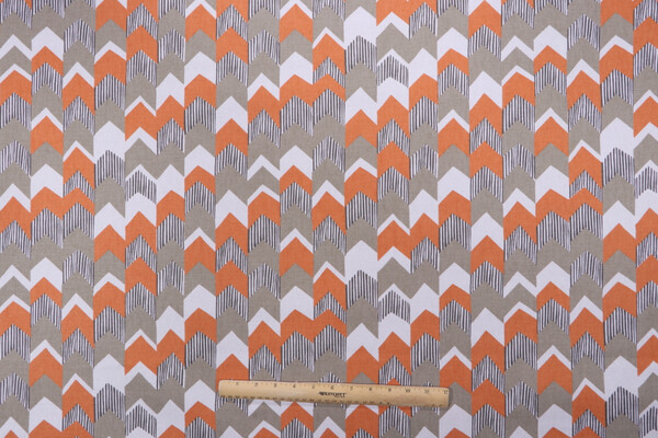 Richloom Chevron Printed Cotton Drapery Fabric in Orange