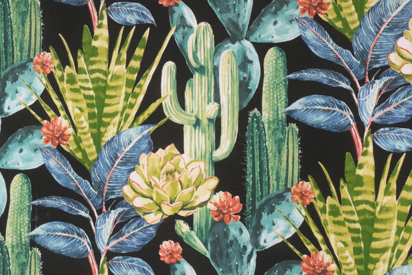 Richloom Hatteras Printed Polyester Outdoor Fabric in Ebony