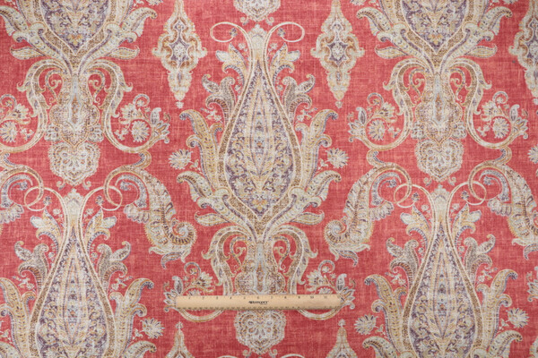 P Kaufmann Fair Trade/Cir Printed Linen Blend Drapery Fabric in Tomato