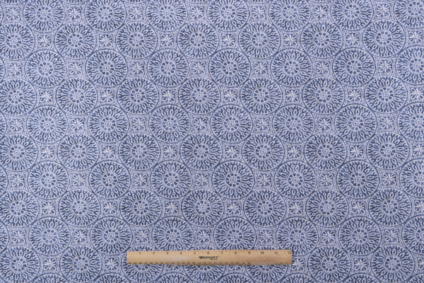 Magnolia Home Tibet II Printed Cotton Drapery Fabric in Navy