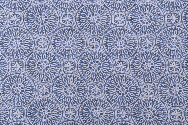 Magnolia Home Tibet II Printed Cotton Drapery Fabric in Navy