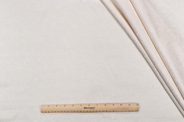 Click for 0.88 Yards Nahanni Chenille Damask Upholstery Fabric in Cream Nahanni Chenille Damask Upholstery Fabric in Cream