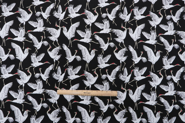 Novogratz Block Cranes Printed Polyester Outdoor Fabric in Ebony