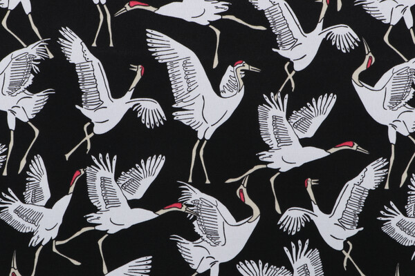 Novogratz Block Cranes Printed Polyester Outdoor Fabric in Ebony