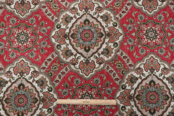 Covington Messina Printed Linen Blend Drapery Fabric in Vintage Red