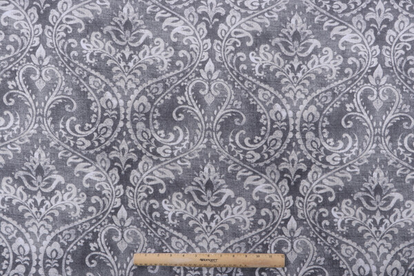 Covington Toulouse Printed Cotton Drapery Fabric in Slate