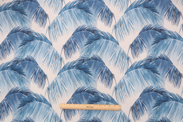 Tommy Bahama Palmas Printed Polyester Outdoor Fabric in Azul