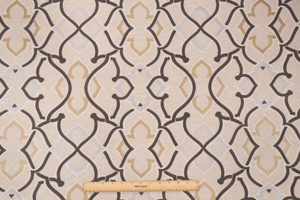 PK Lifestyles Linked Printed Polyester Outdoor Fabric in Onyx