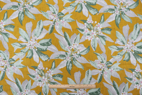 Stof France Seringat Printed Drapery Fabric in Moutarde