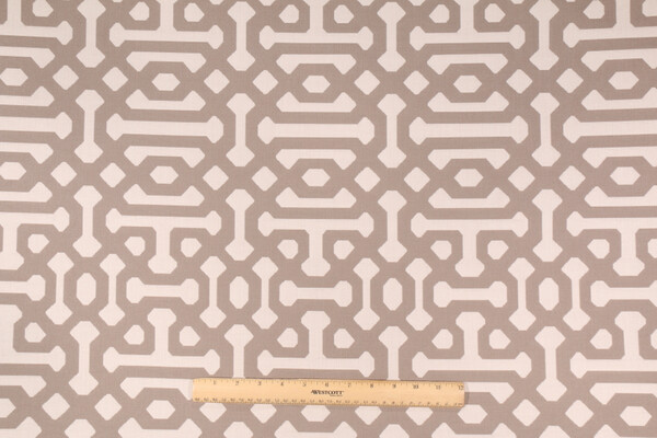 Sunbrella Fretwork Woven Solution Dyed Acrylic Outdoor Fabric in Taupe