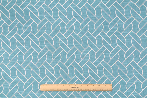 Duralee Society Printed Cotton Drapery Fabric in Aquamarine