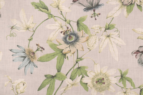 Kaufmann Country Cottage Printed Linen Blend Drapery Fabric in Dove