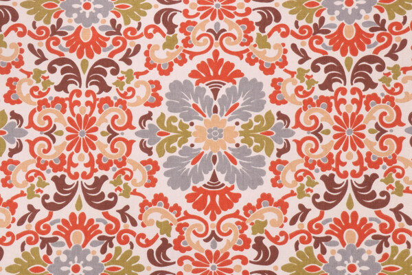 Click for 2.25 Yards PK Lifestyles Folk Damask Printed Cotton Drapery Fabric in Terracotta PK Lifestyles Folk Damask Printed Cotton Drapery Fabric in Terracotta