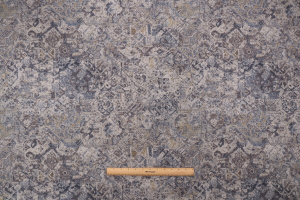 Click for 1.25 Yards Microfibres Kilim Printed Drapery Fabric in Navy Microfibres Kilim Printed Drapery Fabric in Navy