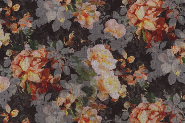 Brentwood Garden Printed Drapery Fabric in Onyx