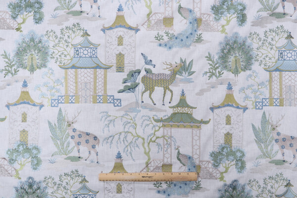 P Kaufmann Alaya Embroidered Drapery Fabric in Mist