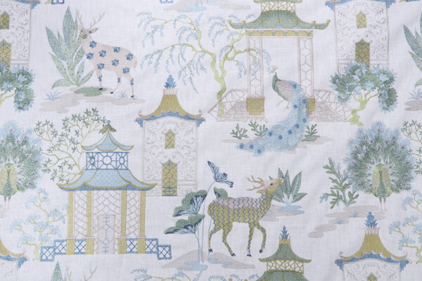 P Kaufmann Alaya Embroidered Drapery Fabric in Mist