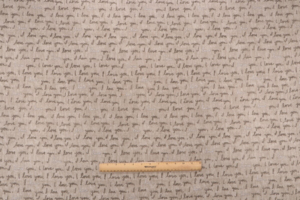 Ellen Degeneres I Love You Printed Cotton Drapery Fabric in Natural